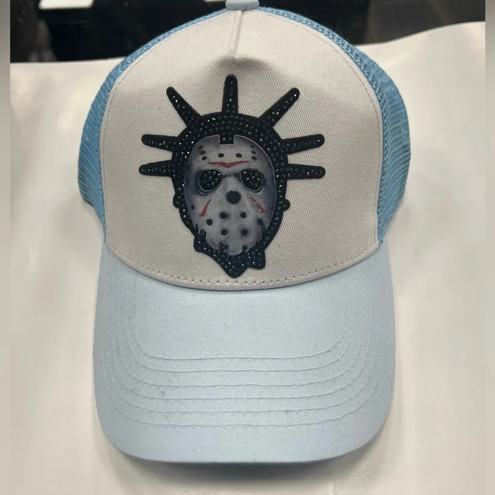 Roku GhostTown Blue and White Graphic Trucker Hat